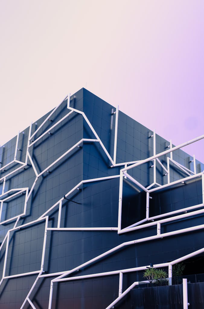 Contemporary facade with geometric patterns in Melbourne, capturing modern architectural style.